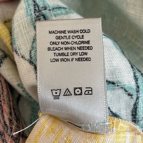 John Mark Linen Tropical Floral Top Size L Lagenlook Aloha Wired Collar Resort - Picture 13 of 15